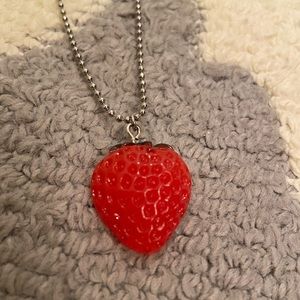 SOLD ON DEPOP Handmade custom strawberry pendant charm necklace